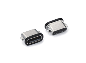 TYPE-C 16P防水母座 兩腳沉板0.8/1.2/1.6 頂膠款粉末冶金